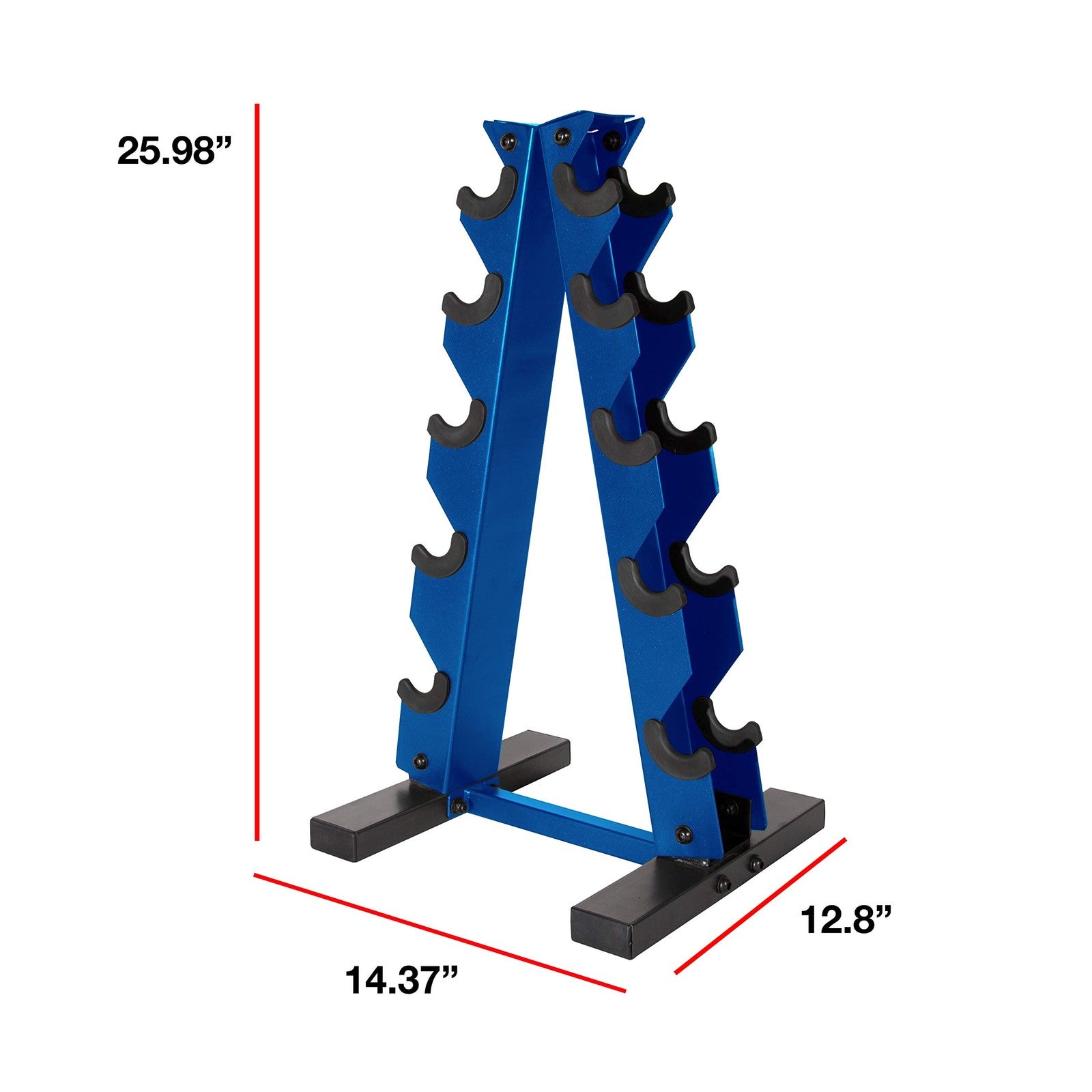 Blue CAP Barbell A-Frame Dumbbell Weight Rack with multiple slots for organizing various dumbbell sizes.