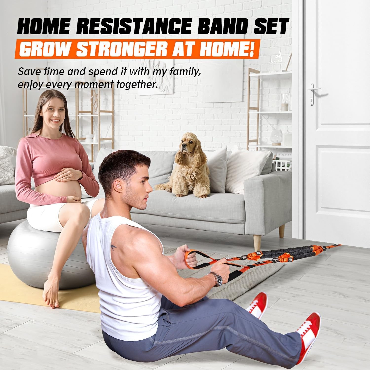 KUTIZE resistance bands with handles and door anchor, heavy-duty exercise bands for strength training and fitness workouts.