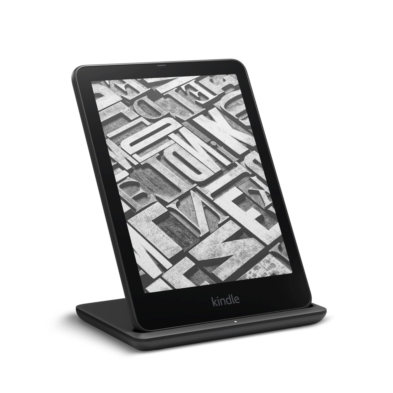 Anker wireless charging dock for Kindle Paperwhite and Colorsoft Signature Edition, with sleek design and charging port on top.