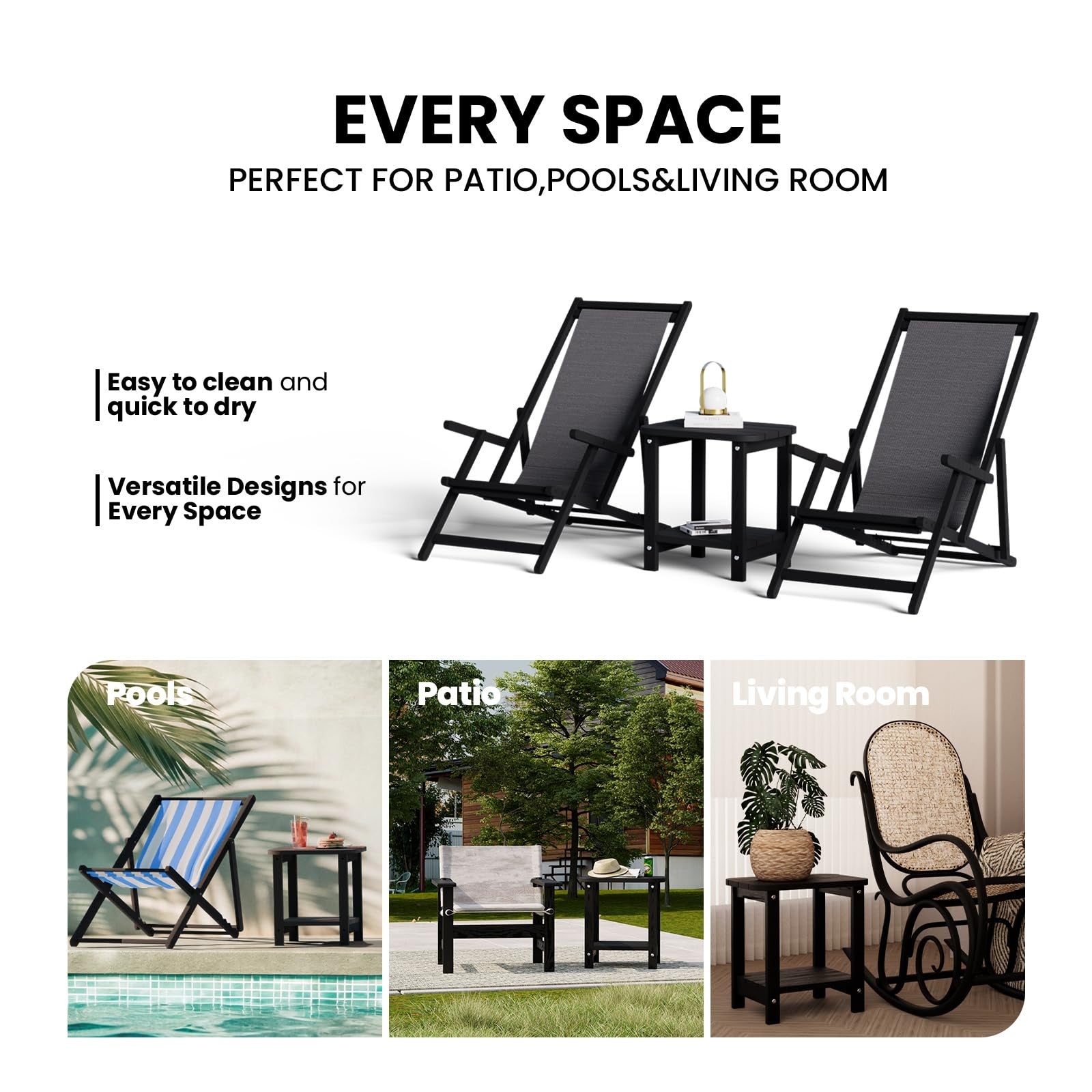 UQQUUNIQ 2-Tier outdoor side table with a 16-inch all-weather design, featuring a compact Adirondack style for patio or garden.