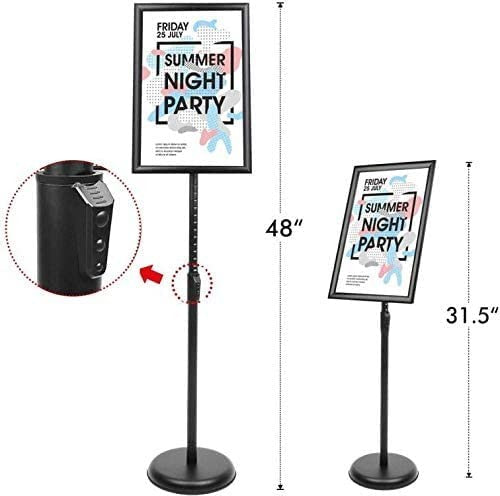 Yiyo adjustable pedestal poster sign stand holding 8.5x11 inch business menu or advertising poster with clear display.
