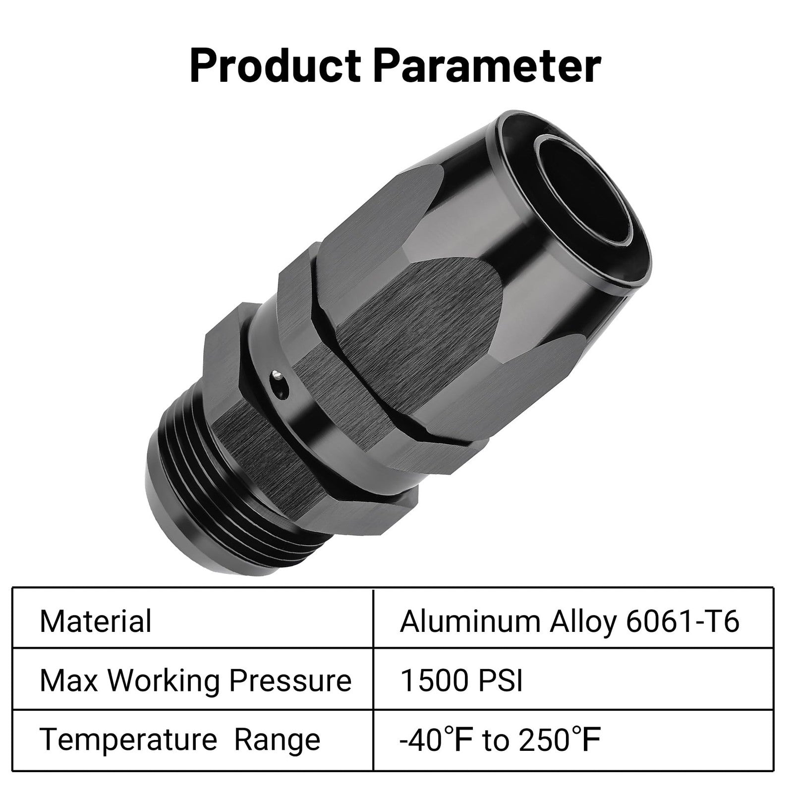 EVIL ENERGY 16AN male hose end fitting for CPE fuel hose, straight aluminum black fitting with threaded connection.