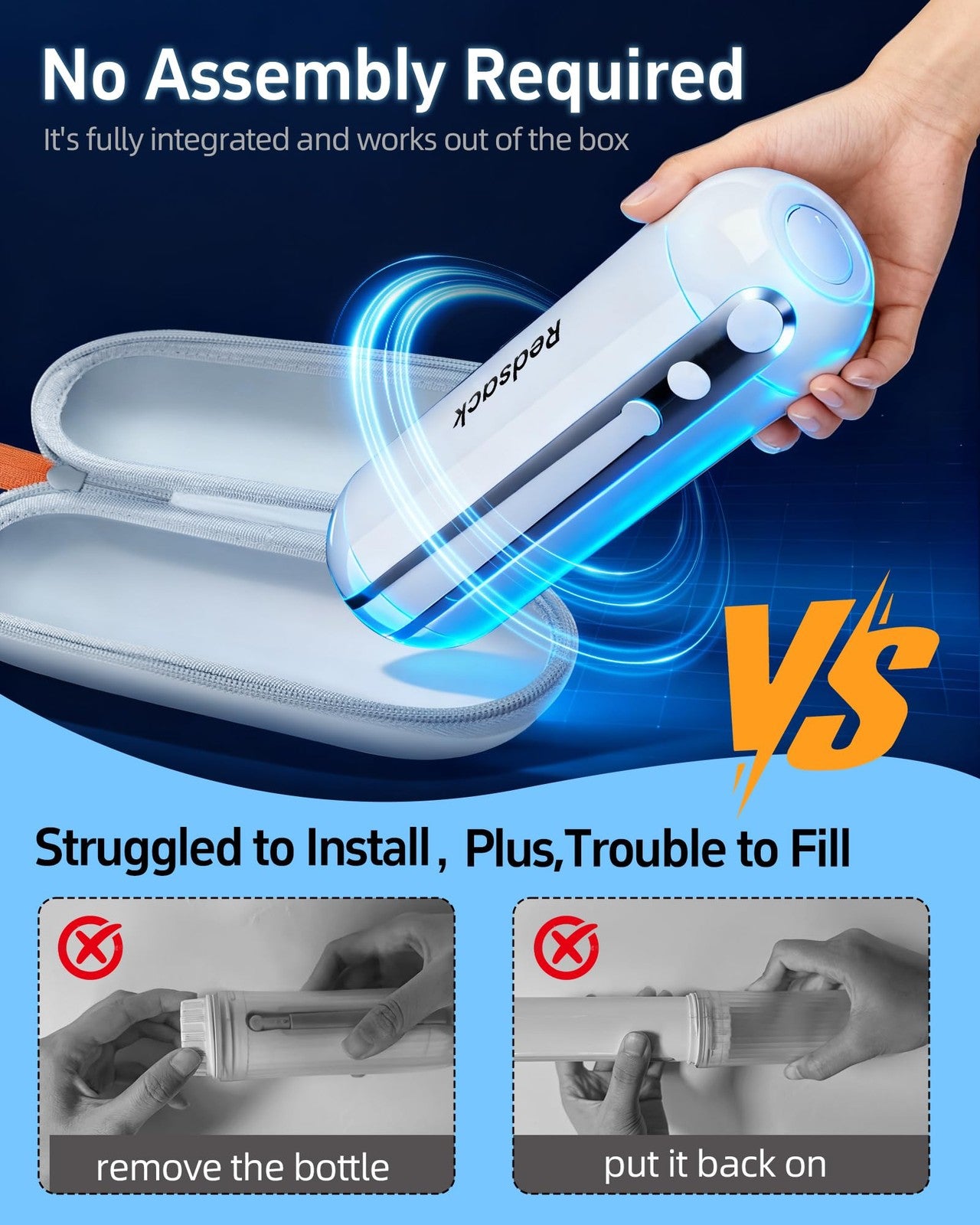 Portable Redsack electric bidet for travel with rechargeable USB-C, handheld design and high-pressure water spray.