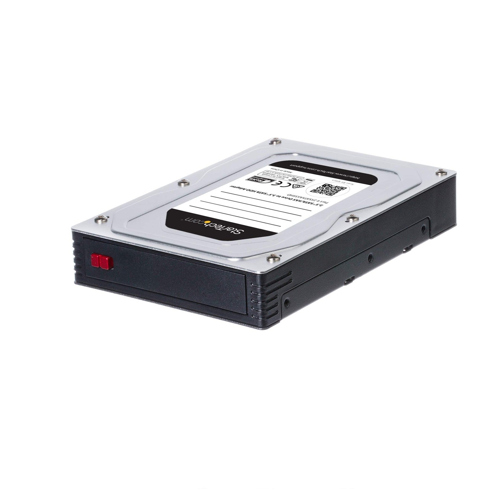 StarTech.com 2.5 to 3.5 hard drive adapter for SATA and SAS SSDs and HDDs, showing the compact adapter with connectors