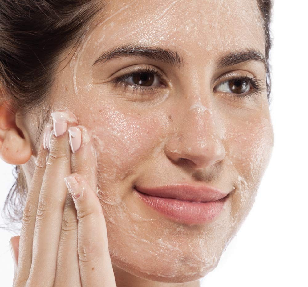 FarmHouse Fresh Finely Awake Plantfoliant silkening face cleansing polish in a 6 oz jar with a textured lid and natural ingredients visible.