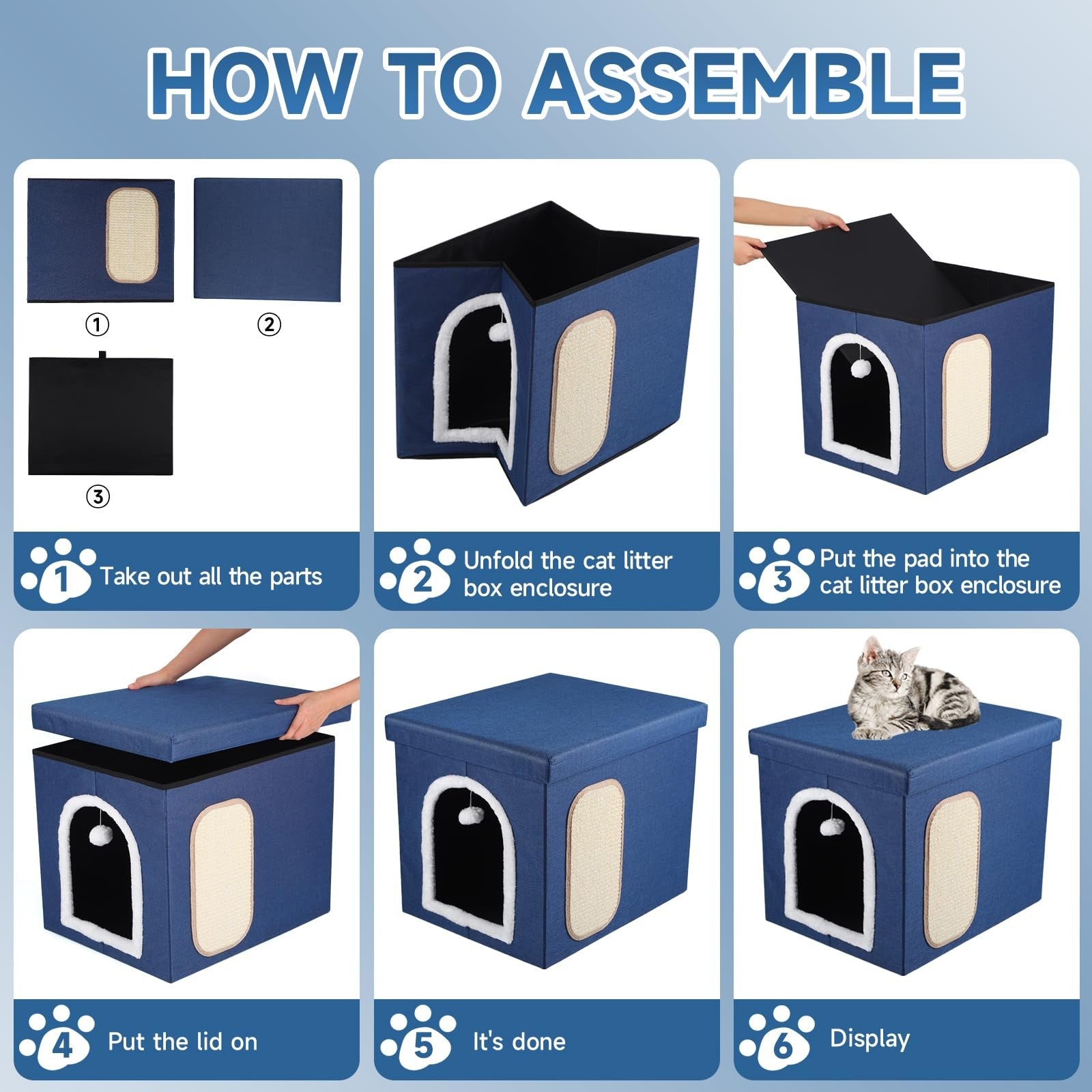 Foldable Shikha cat litter box enclosure with mesh sides, waterproof design, and hidden storage for easy cleaning and discreet pet care.