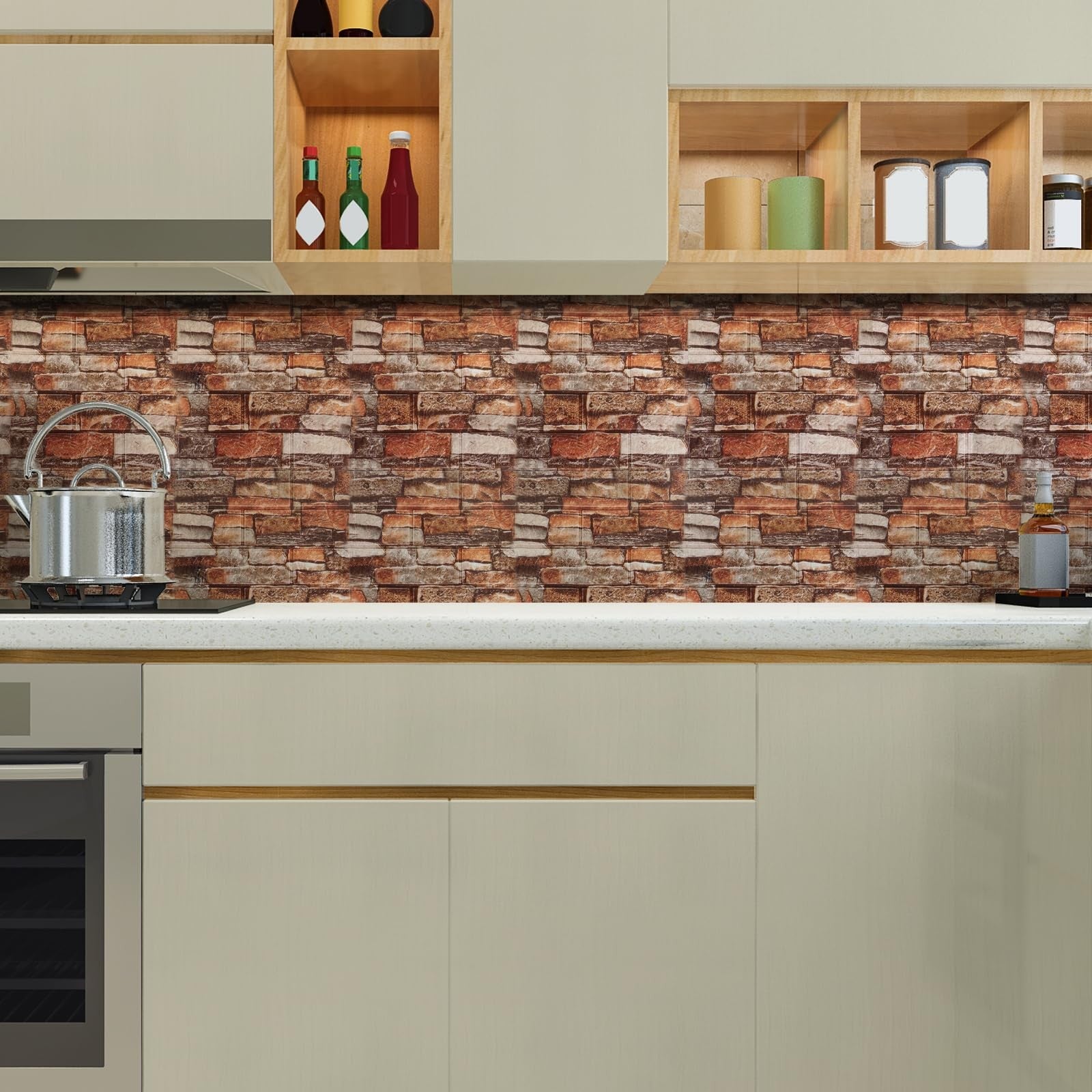 20-pack SYYKDEF 3D wall panels with self-adhesive foam brick design for decorative interior wall decor.