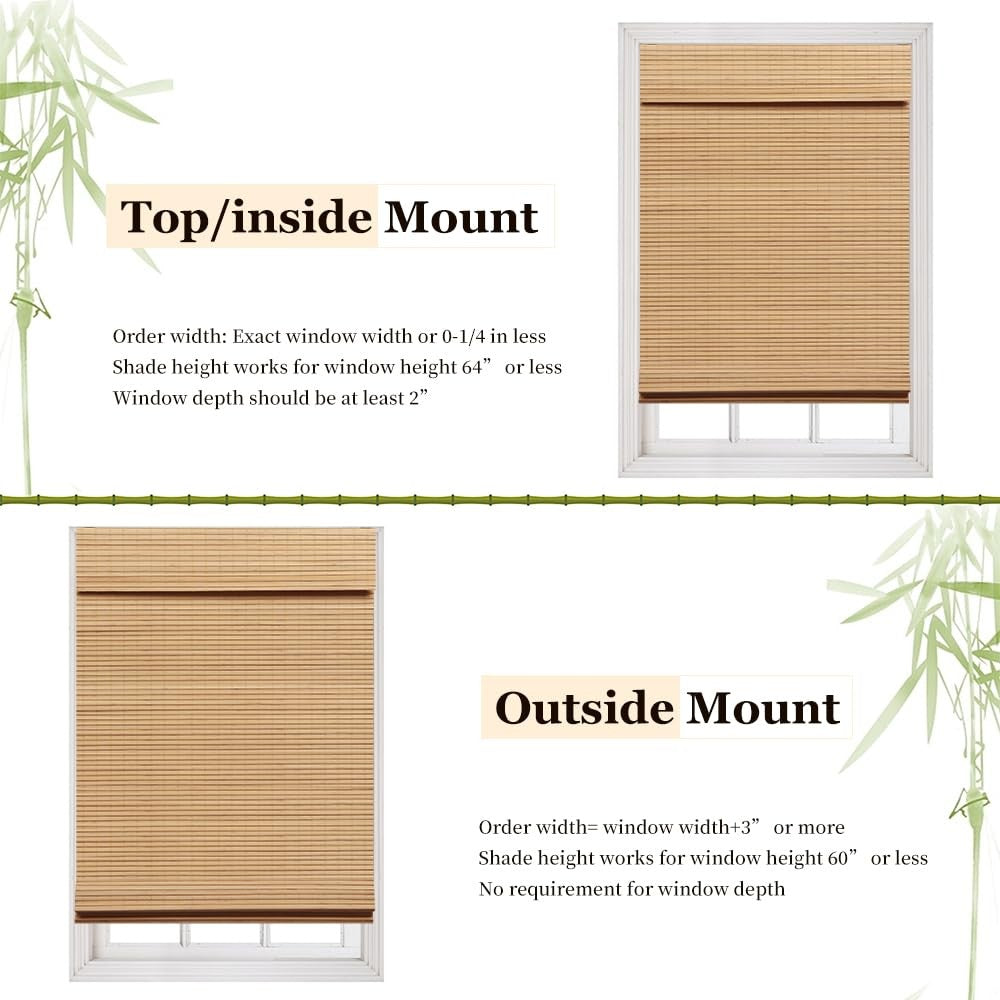 LUCKUP cordless bamboo Roman blinds shades for indoor windows, featuring blackout room dark fabric for light control and privacy.