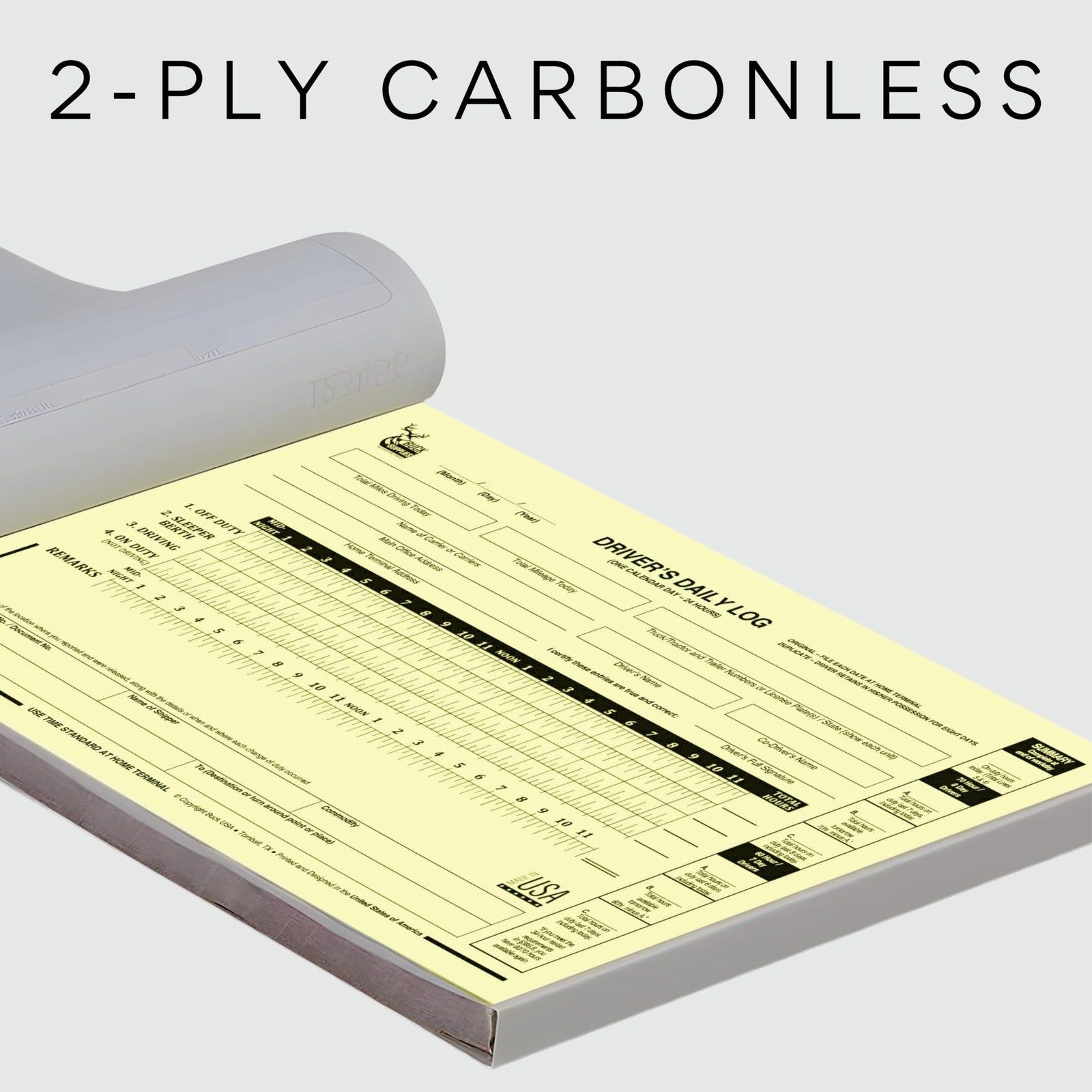Ten BUCK TAPE truck driver daily log books with 7 and 8 day recap pages, DOT compliant, in a 10-pack set.