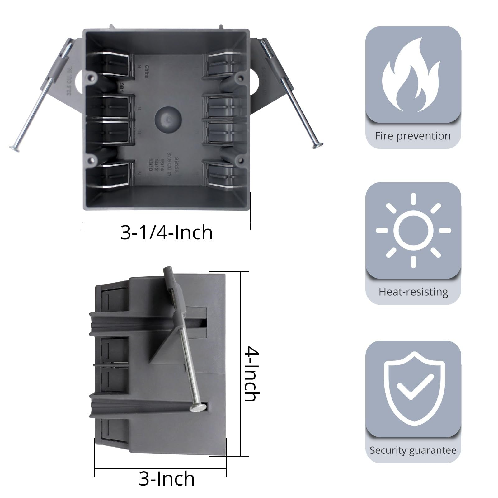 YQSIYU 2-gang electrical outlet box, gray 32 cu in remodel drywall box, set of 6 for electrical wiring installations.