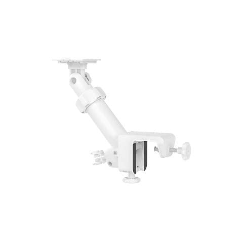 White Ring gutter mount for cameras and solar panels, shown attached to a roof gutter for secure outdoor installation.