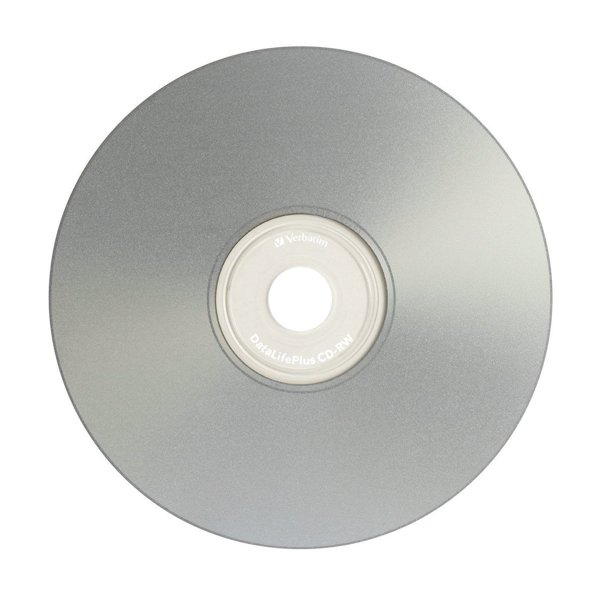 Verbatim CD-RW 700MB data disc with silver inkjet printable surface and branded hub, suitable for rewritable data storage.