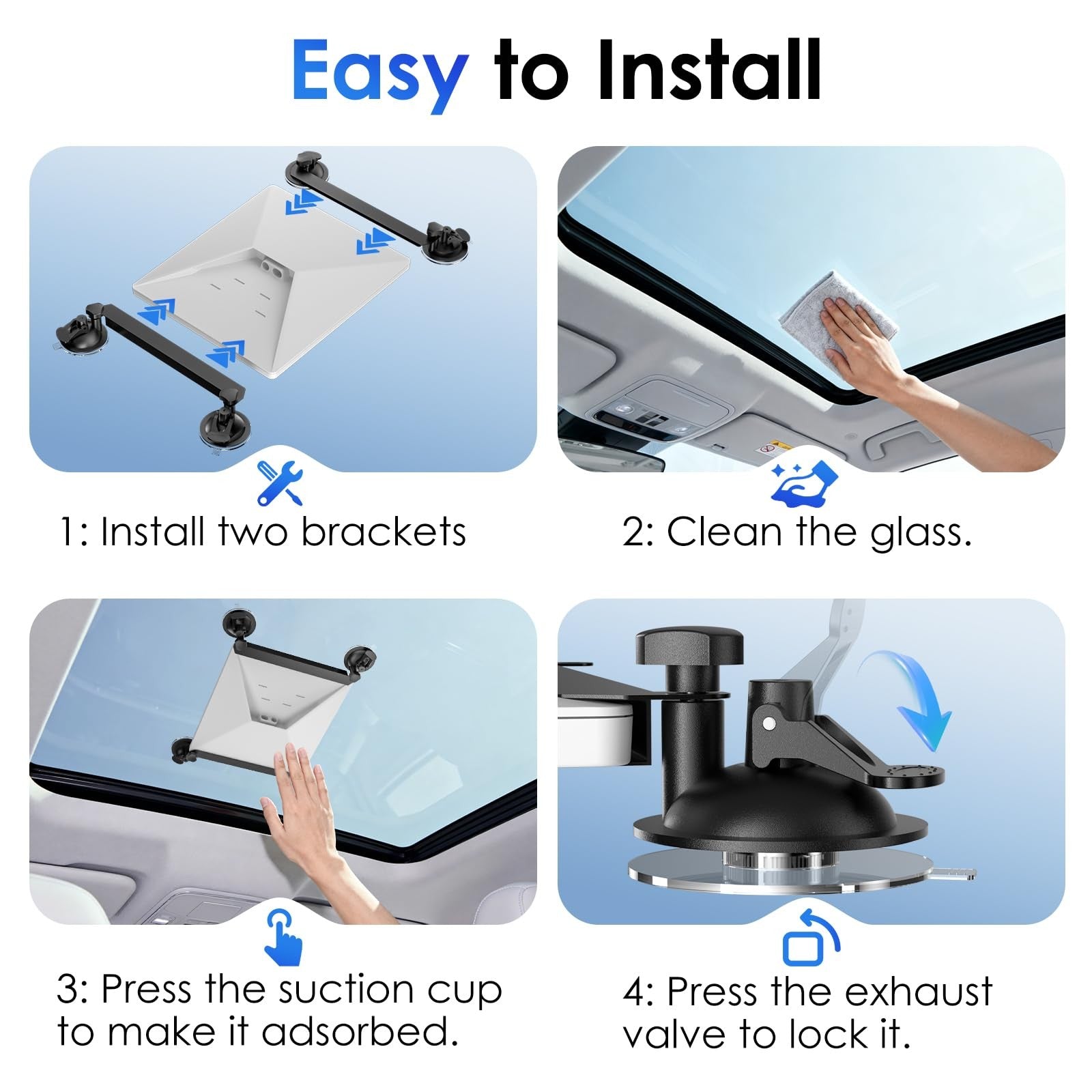 UBeesize Starlink Mini Mount with suction cup attachment for car window and sunroof, compatible with various devices.