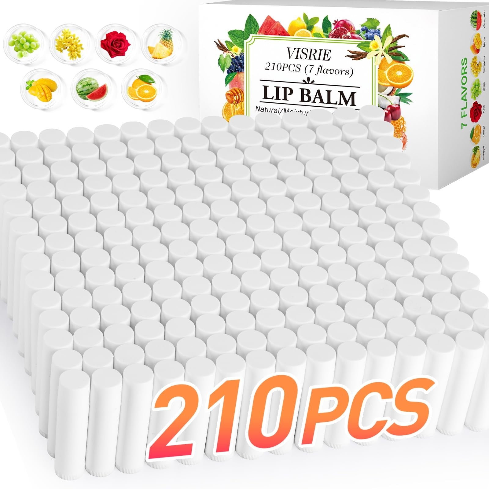 VISRIE 210-pack of unlabeled natural lip balm tubes, bulk blank containers for personalized lip balm branding.