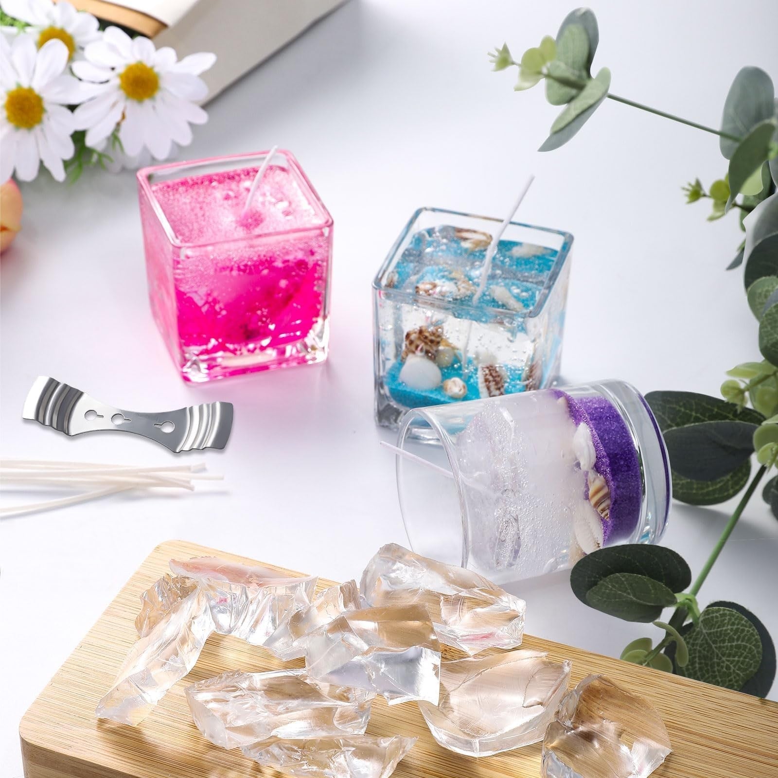 Sel Natural clear gel wax for candle making, high-density transparent gel wax in 8.8 lb container, ideal for DIY candles.