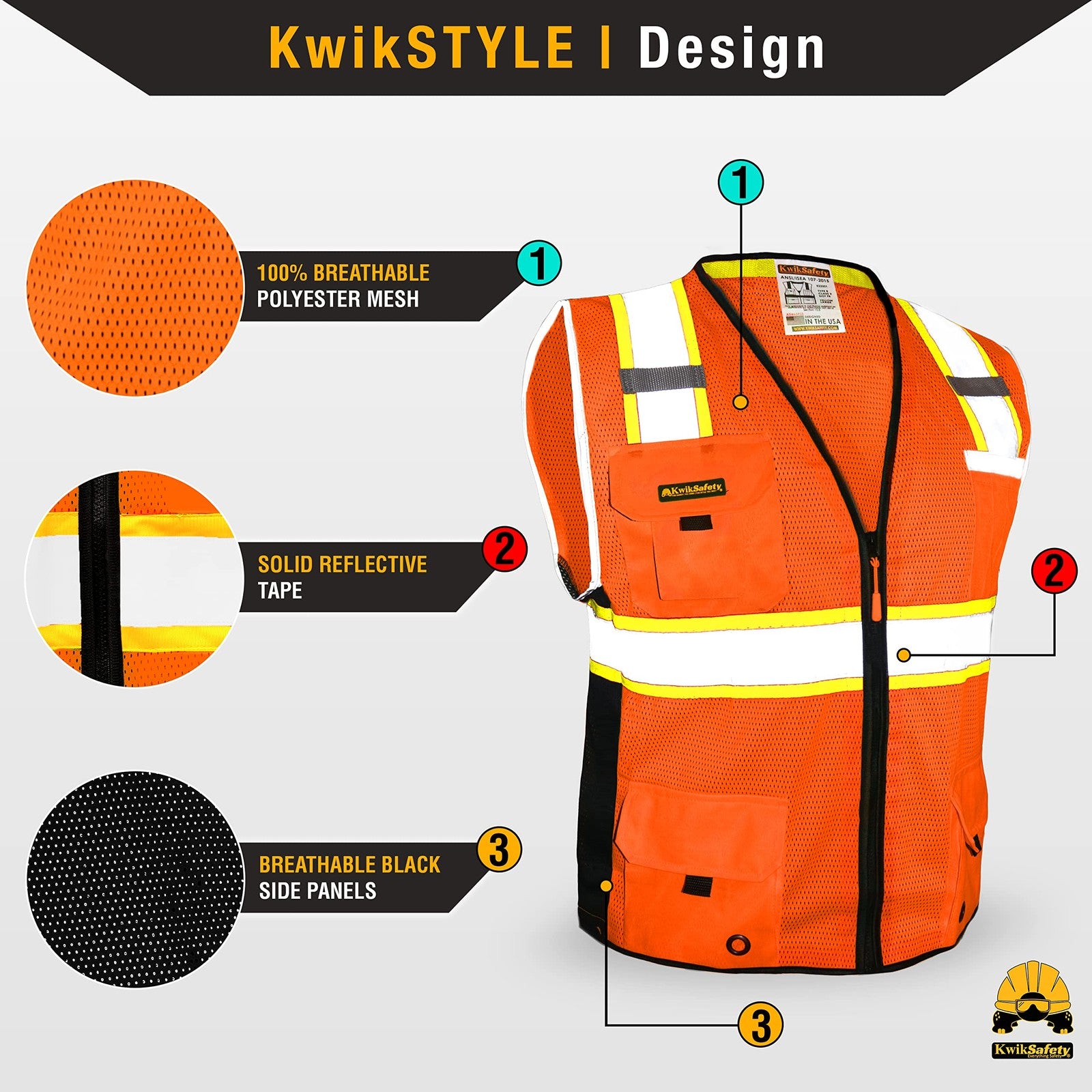 Two high-visibility Big Kahuna safety vests in bright yellow with reflective stripes, designed for safety and compliance.