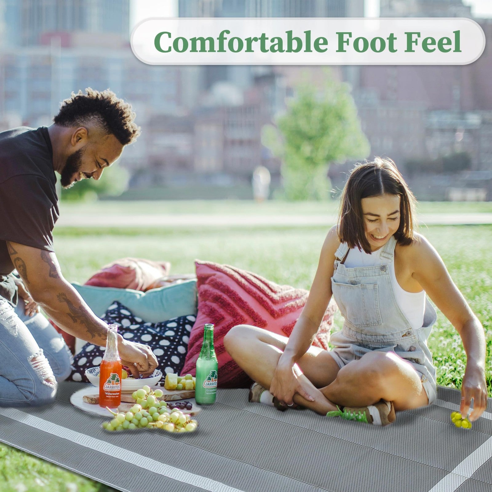 Ogrmar 6x9 ft reversible outdoor patio rug with waterproof plastic straw design, suitable for outdoor decks and patios