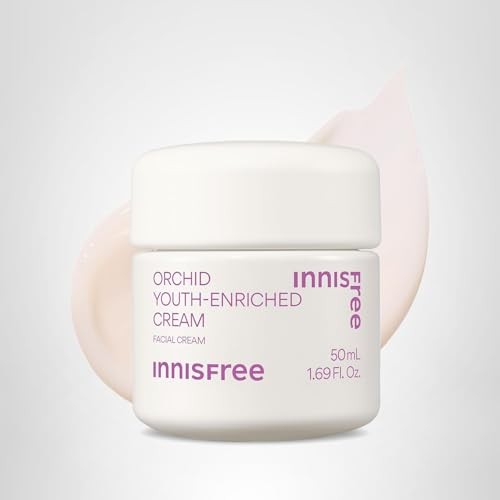 innisfree Orchid Youth-Enriched Cream jar showing the Korean face moisturizer with orchid extract for firming and hydrating skin