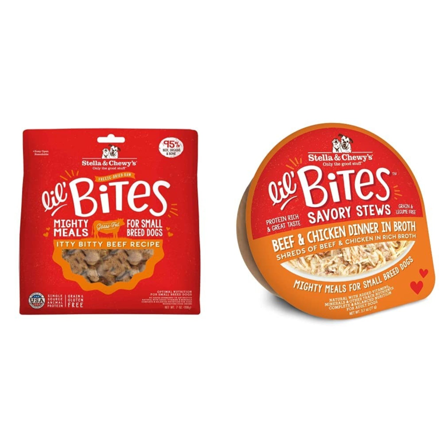 Stella & Chewy's Lil Bites freeze-dried and wet dog food bundle for small breeds, featuring Bee flavor in a mixed serving.