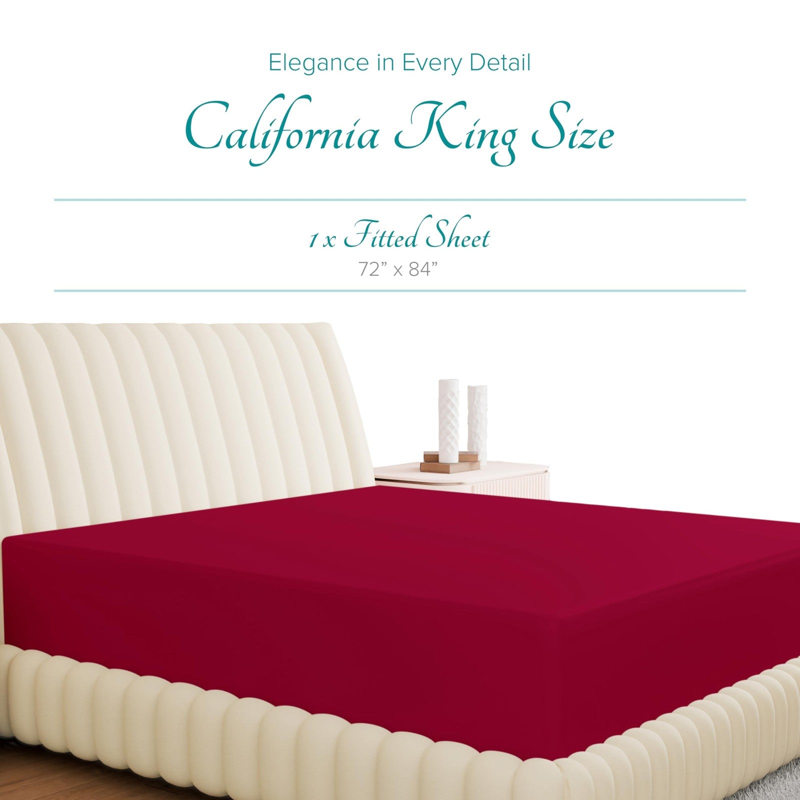 Carressa Linen 100% cotton Cal King fitted sheet with 800 thread count, showing smooth, wrinkle-free fabric and elasticized edges.