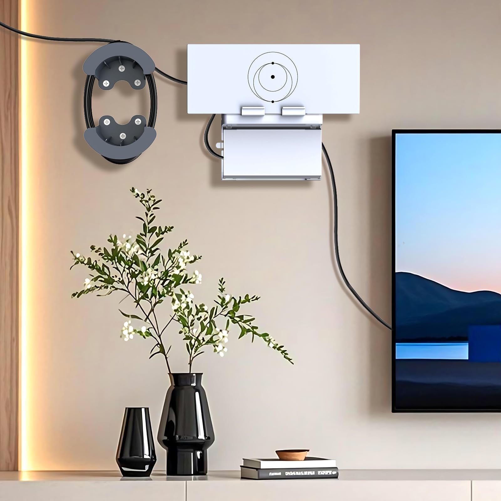 UBeesize Starlink Mount for Standard Gen 3 router, wall mount with cable caddy and secure fastening for indoor setup.