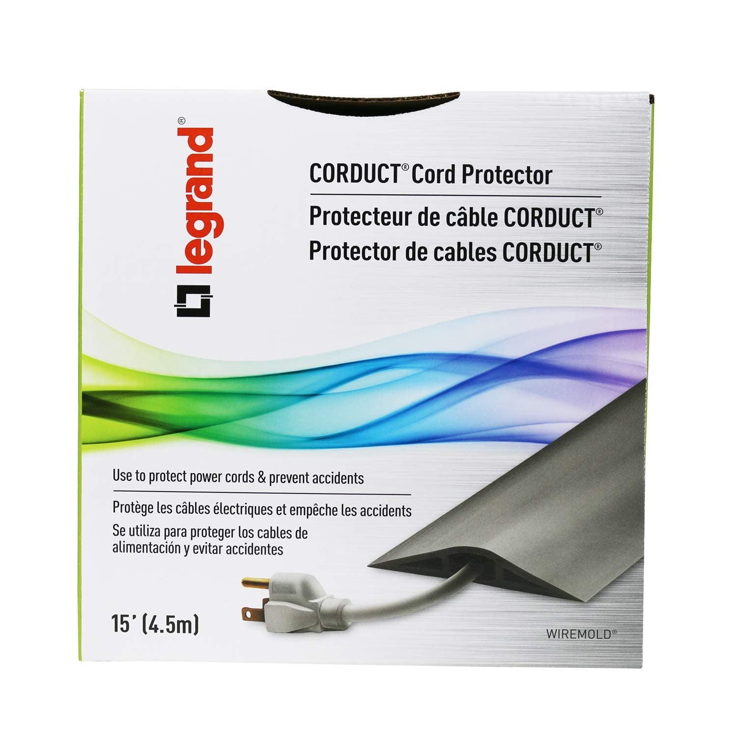 Wiremold Legrand Wiremold CDB-15 15-foot cord cover for floors, designed to hold one cord or cable securely.