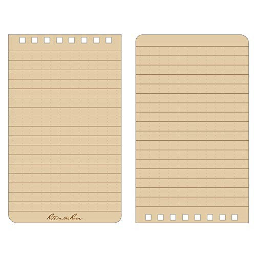 Rite in the Rain weatherproof 3x5 top spiral notebook kit with tan CORDURA cover and pen for durable outdoor writing.