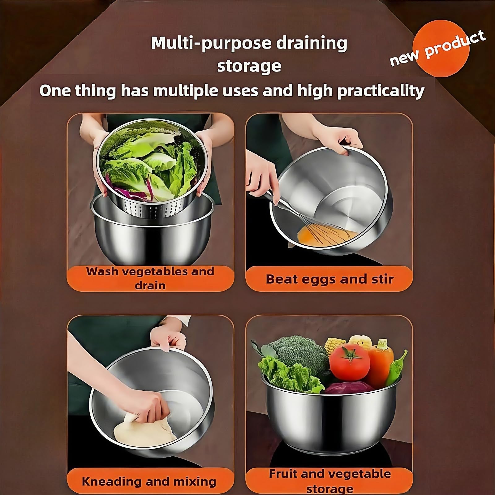 Stainless steel salad spinner by Generic with lid, handle, and basket for washing and drying lettuce and vegetables.