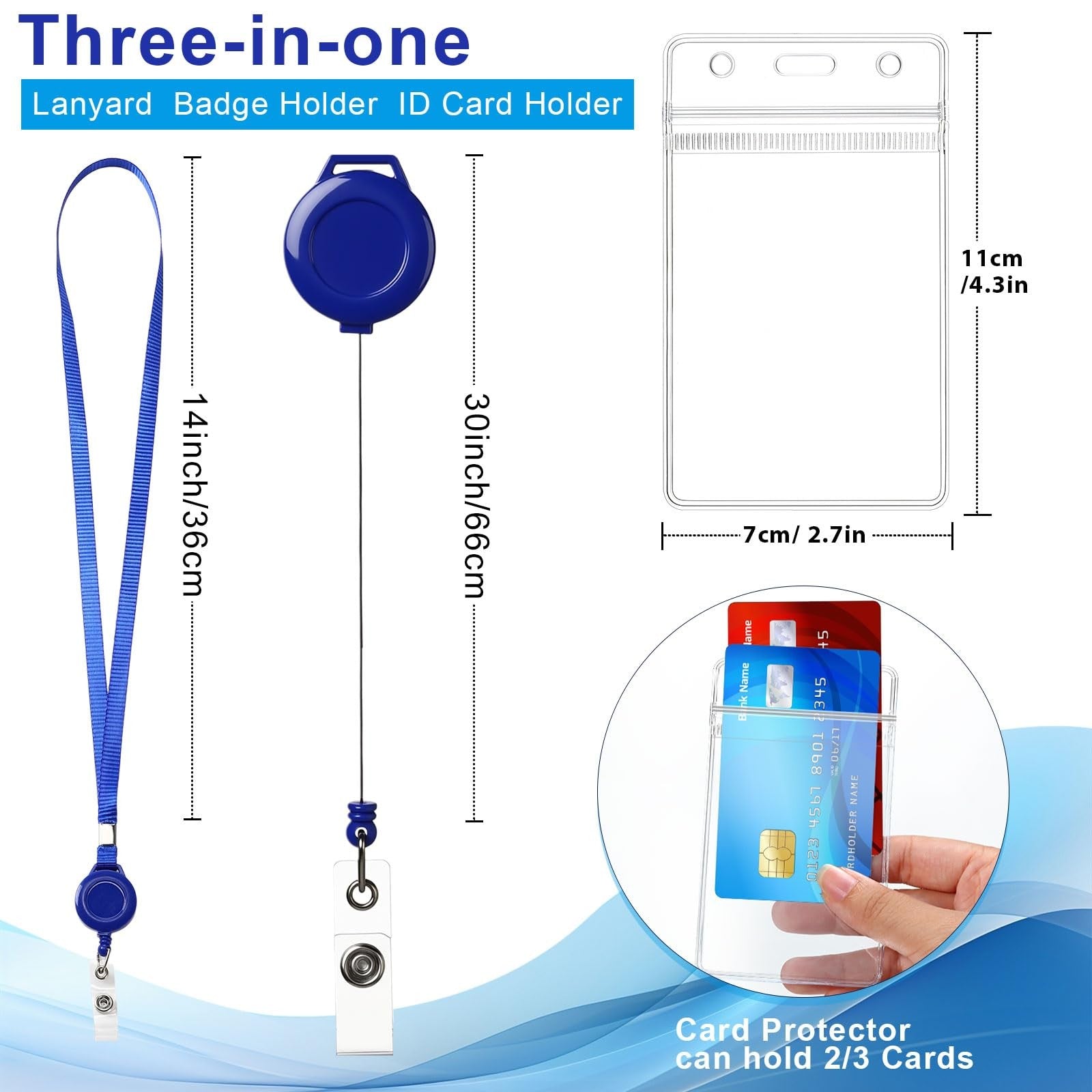 Marspark 50 set lanyard with ID holder, flat retractable lanyard for badges and keys, displayed in the image.