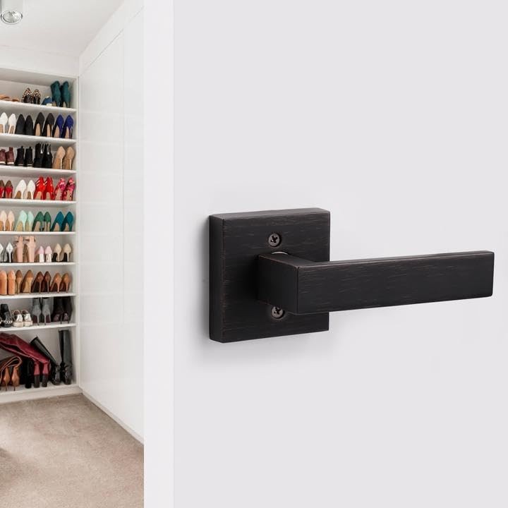 Probrico 2-pack oil rubbed bronze single side dummy door levers with exposed screws, showcasing sleek door hardware design.