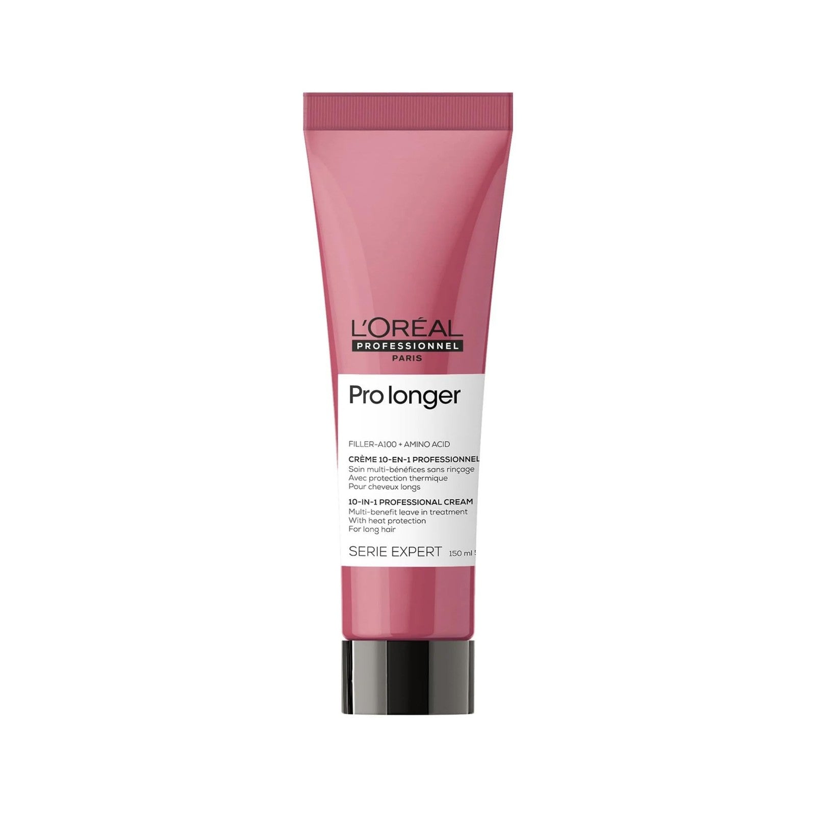 L'Oréal Professionnel Paris Pro Longer heat protectant cream for thinned hair, shown in a tube with a flip cap on a white background.