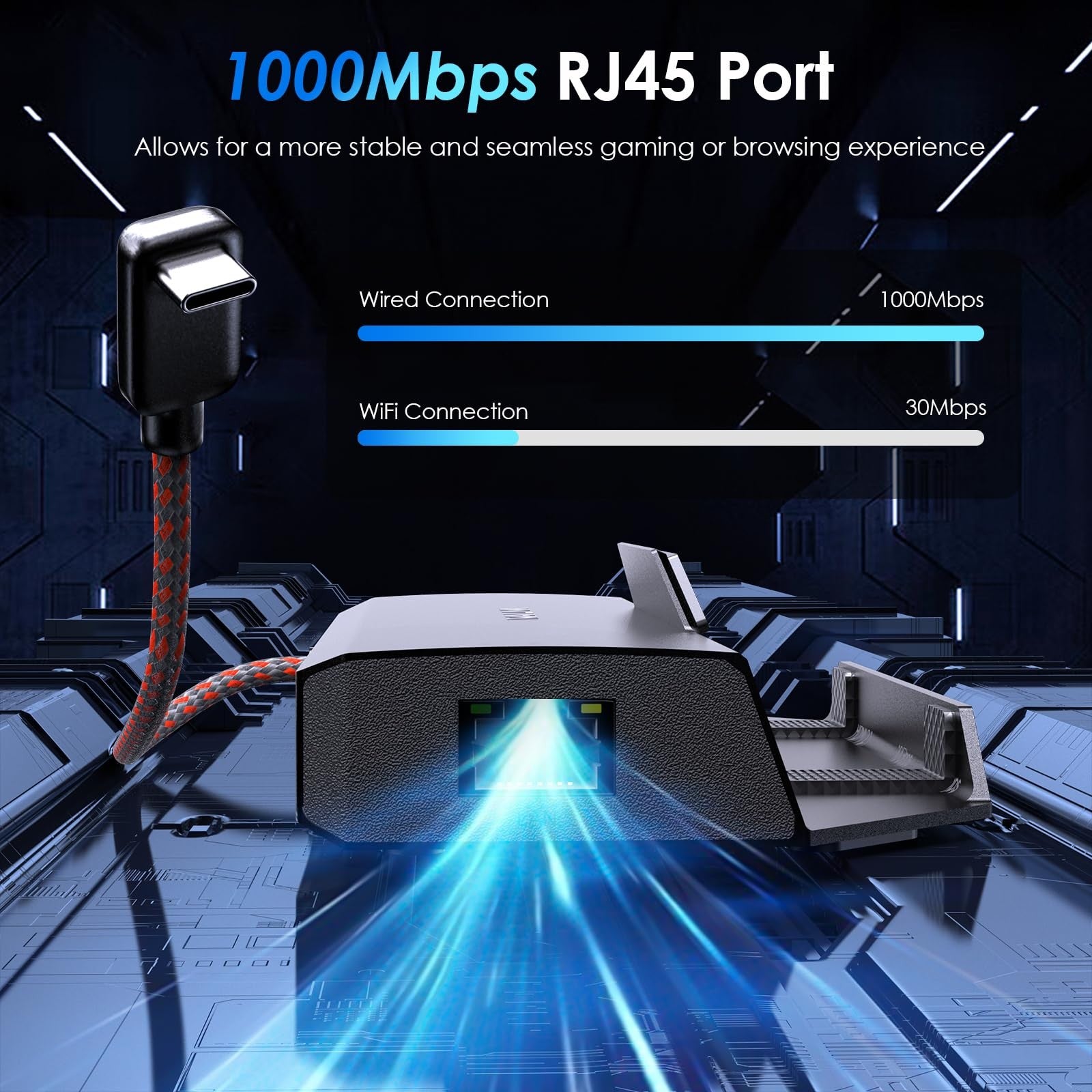 WAVLINK 6-in-1 Steam Deck Docking Station with HDMI 2.1 port, USB ports, 4K@144Hz display, and 100W power delivery.