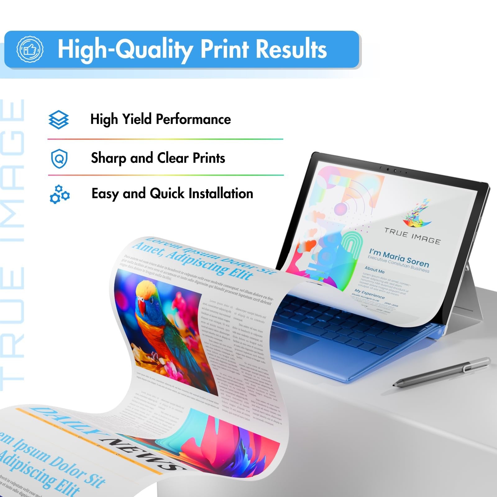 True Image compatible toner cartridge for HP 202A CF500A 202X color, replacement ink cartridge for laser printers.