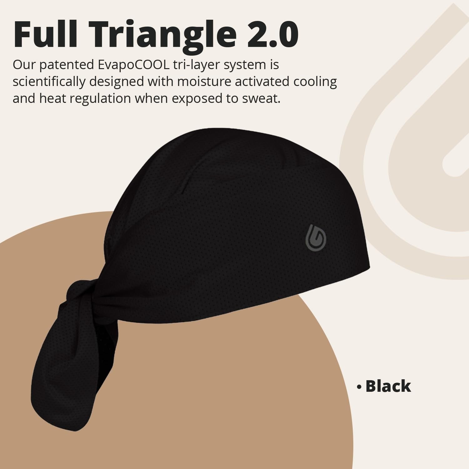 Gymwrap Full Triangle 2.0 moisture-wicking headwrap with tri-layer EvapoCOOL Venti design, shown in a close-up view.