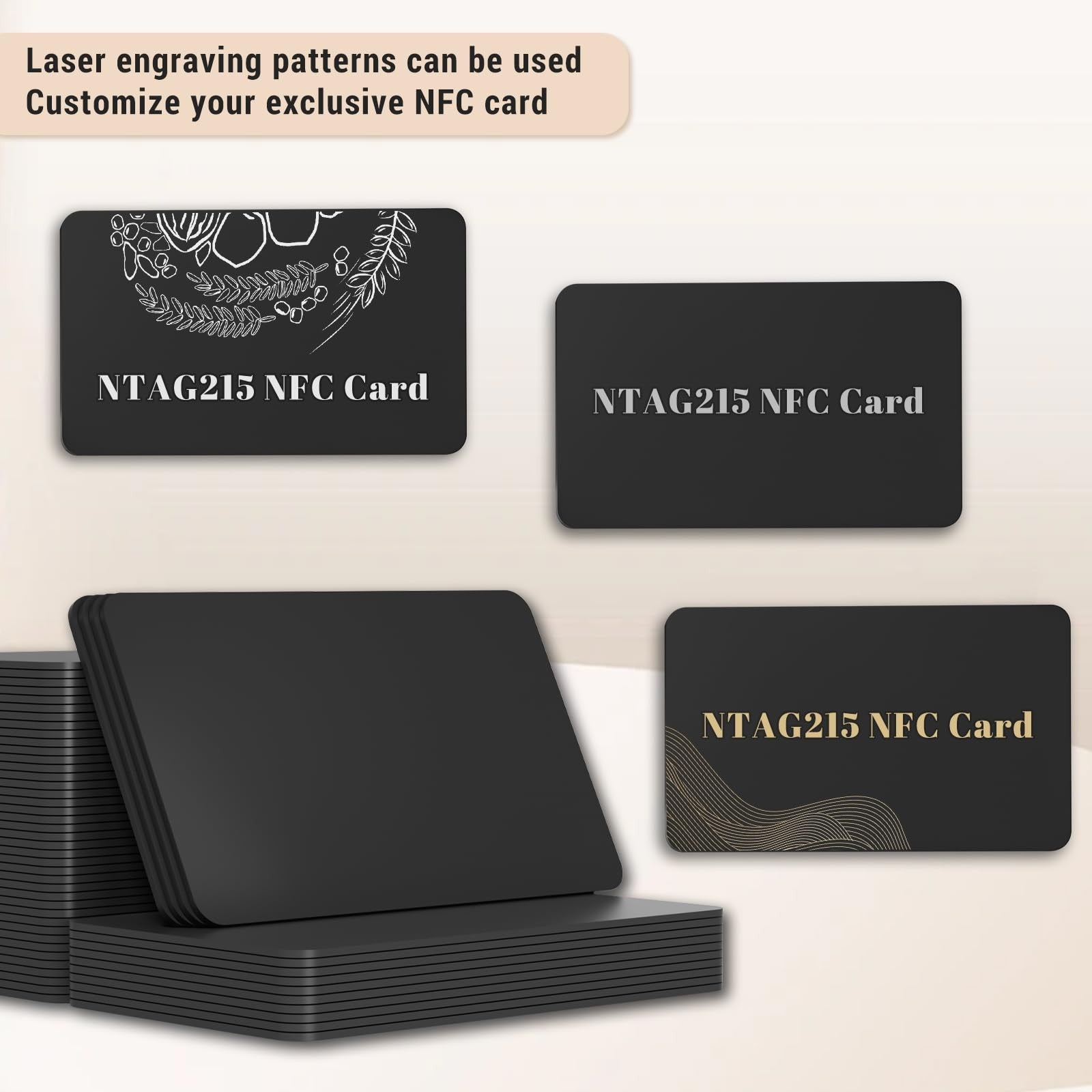 Set of 10 black NTAG216 NFC cards from Timeskey NFC, 868 bytes memory, compatible with all NFC-enabled devices.