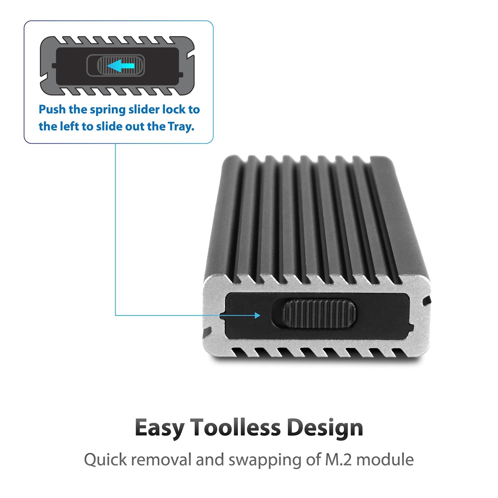 Vantec M.2 NVMe SSD to USB 3.1 Gen 2 Type C enclosure with C to C cable, compact storage solution for high-speed SSDs