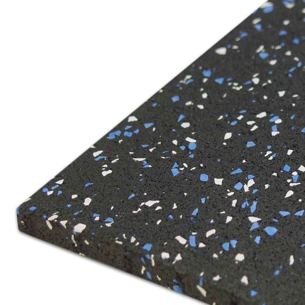 Blue Steel Rubber-Cal Elephant Bark floor mat, 3/16-inch thick, 4x7.5 feet, showing textured rubber surface and edge details.