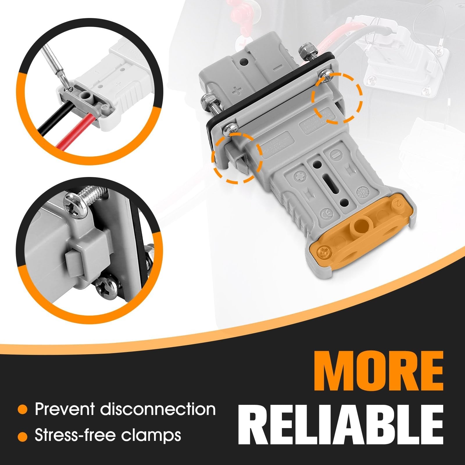 Micrl IP68 waterproof 50 amps 6-8 gauge battery quick connect/disconnect terminal, showing durable metal clamps and waterproof seal