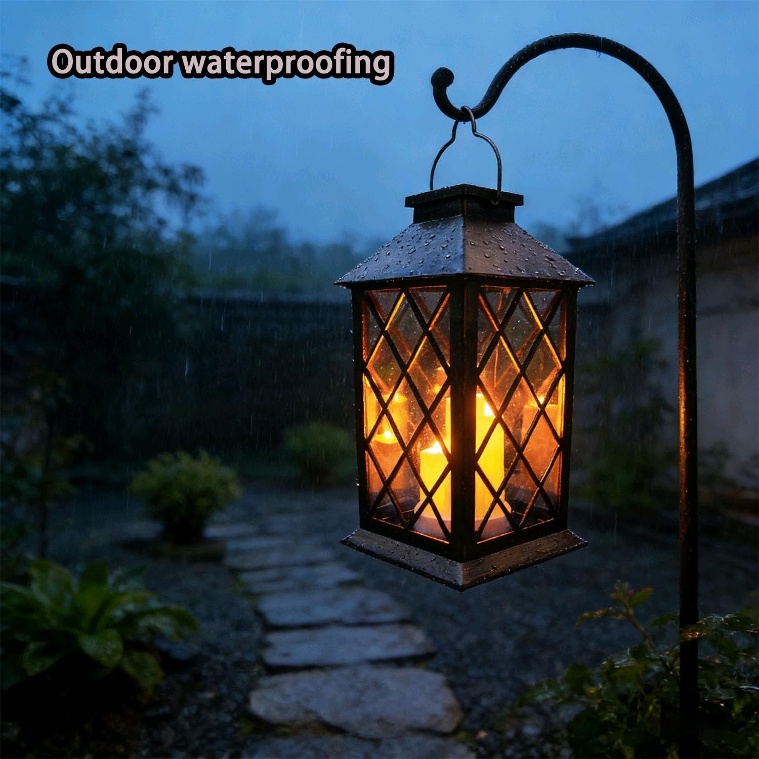 Guanfu solar outdoor garden lantern hanging waterproof lantern with PVC upgrade, suitable for outdoor lighting and decoration