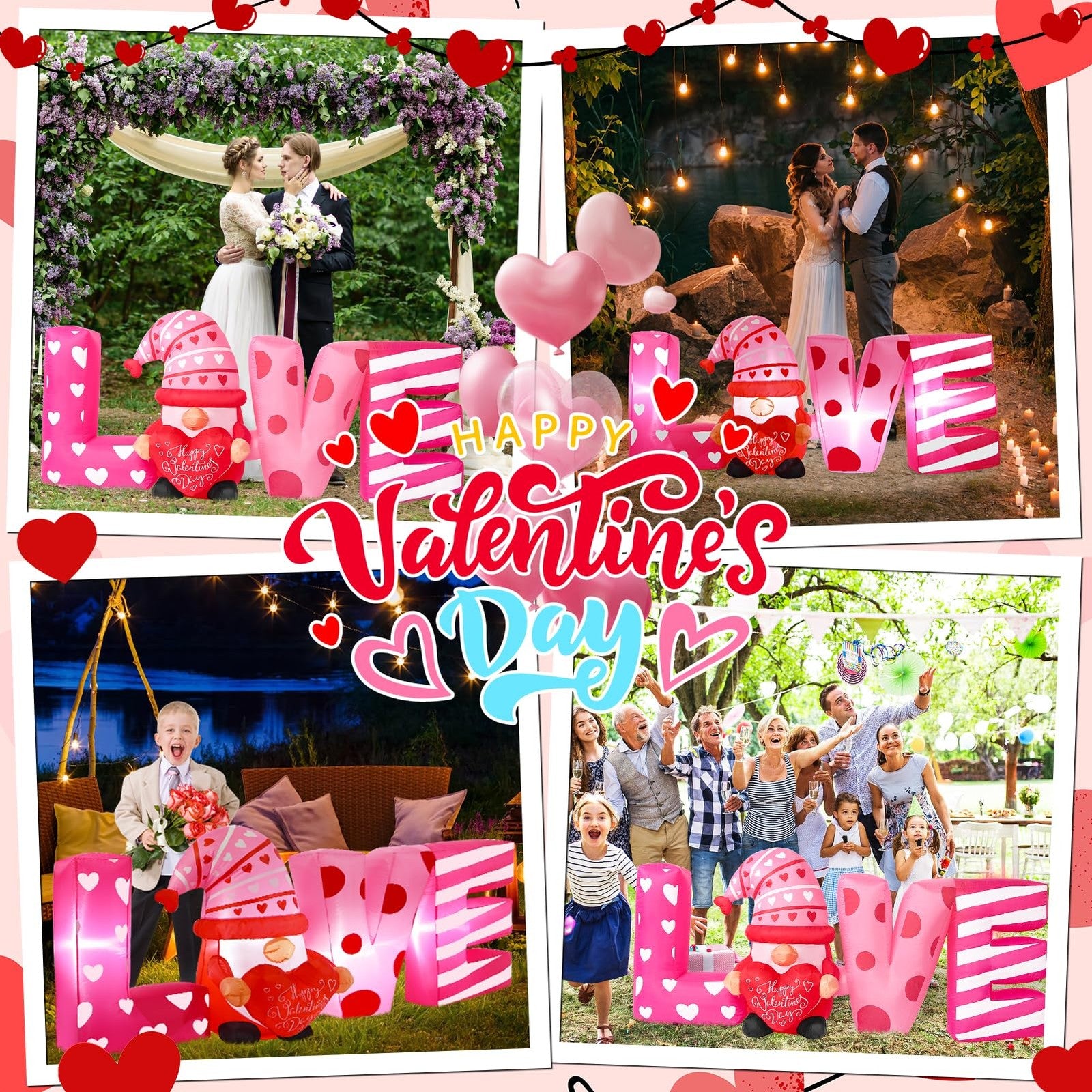 Wabolay Valentines Day inflatable outdoor decoration, 6ft long, featuring a festive Valentines Day design for outdoor celebration.