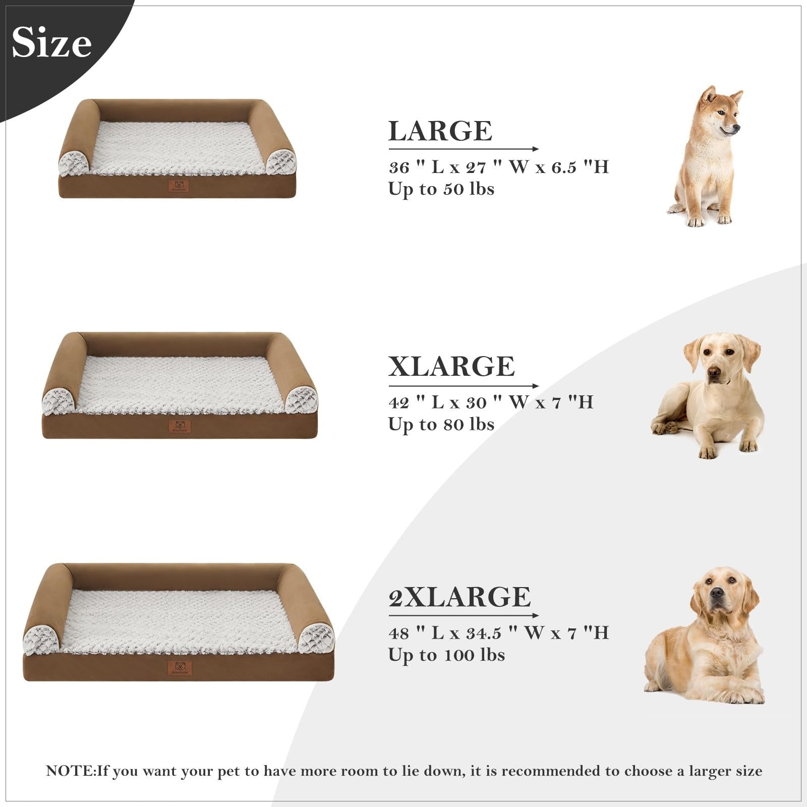 WNPETHOME orthopedic dog bed for large dogs with waterproof memory foam and plush fabric, providing comfortable support and durability.