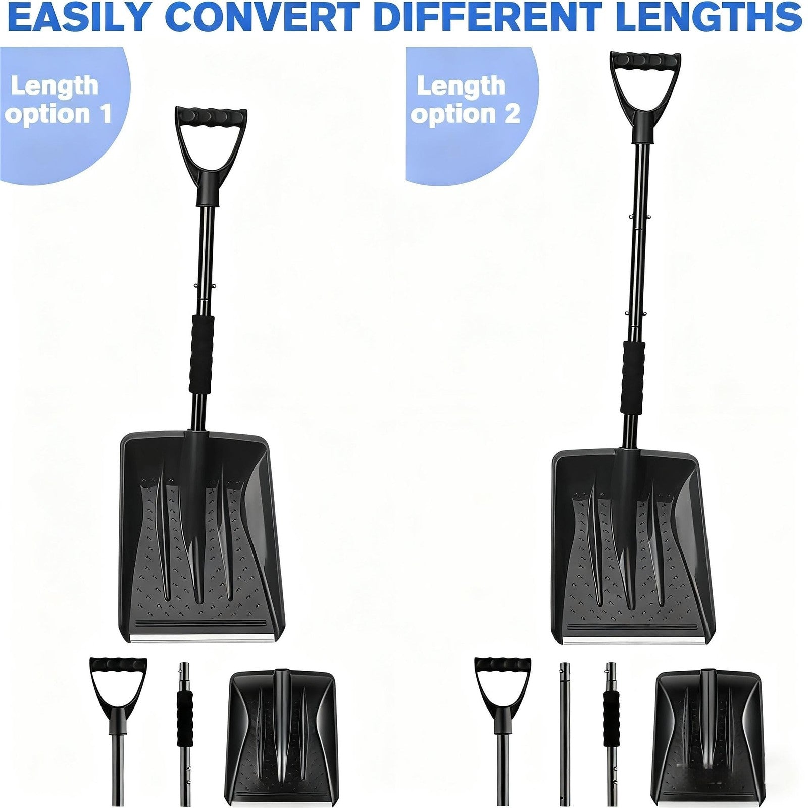 UMUACCAN large capacity lightweight aluminum snow shovel, heavy-duty snow removal tool with ergonomic handle for winter snowfall.