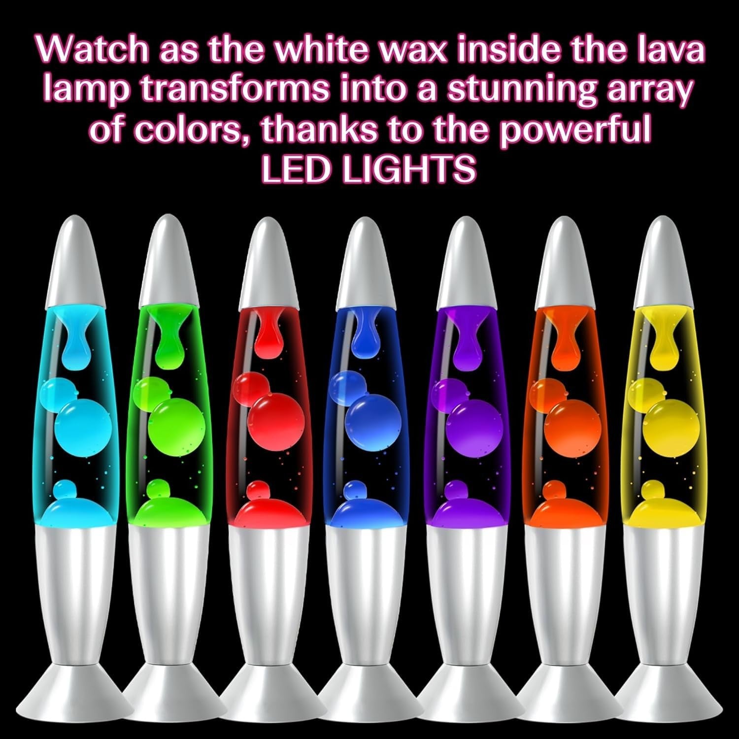 JAMBO 7-color changing LED motion lamp, 13-inch light with vibrant colors, suitable for kids, teens, and adults.