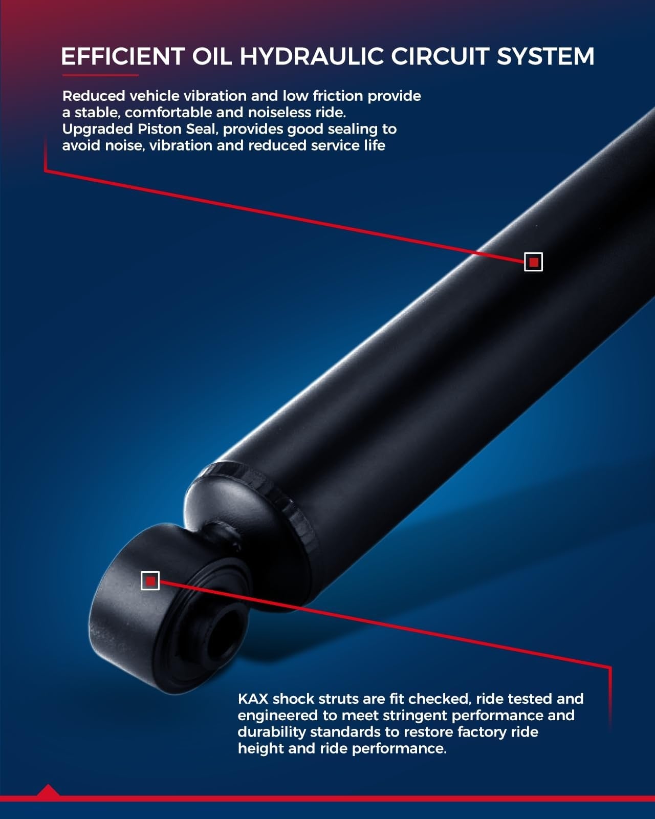 Set of two KAX rear shocks and struts for Toyota Tacoma 1995-2000, showing the black absorber components.