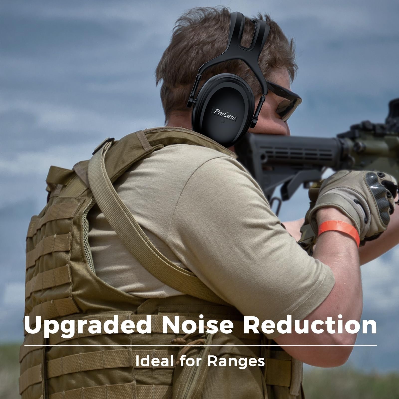 ProCase extra large noise-canceling headphones with 37dB SNR and 30dB NRR for hearing protection, shown with padded ear cups.