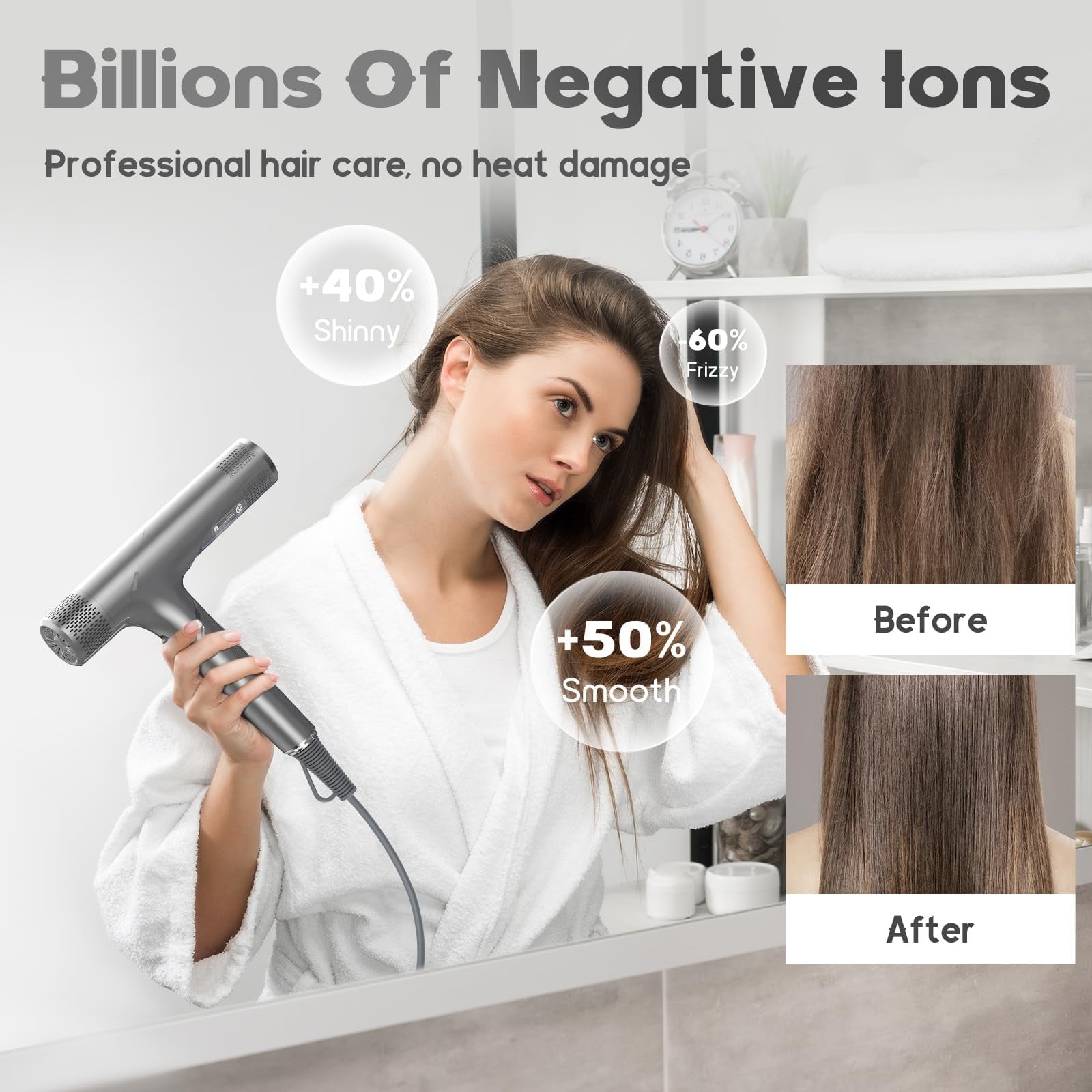 BEAUTURAL 1600W high-speed foldable travel hair dryer with brushless motor and 110,000 RPM for quick, efficient drying.