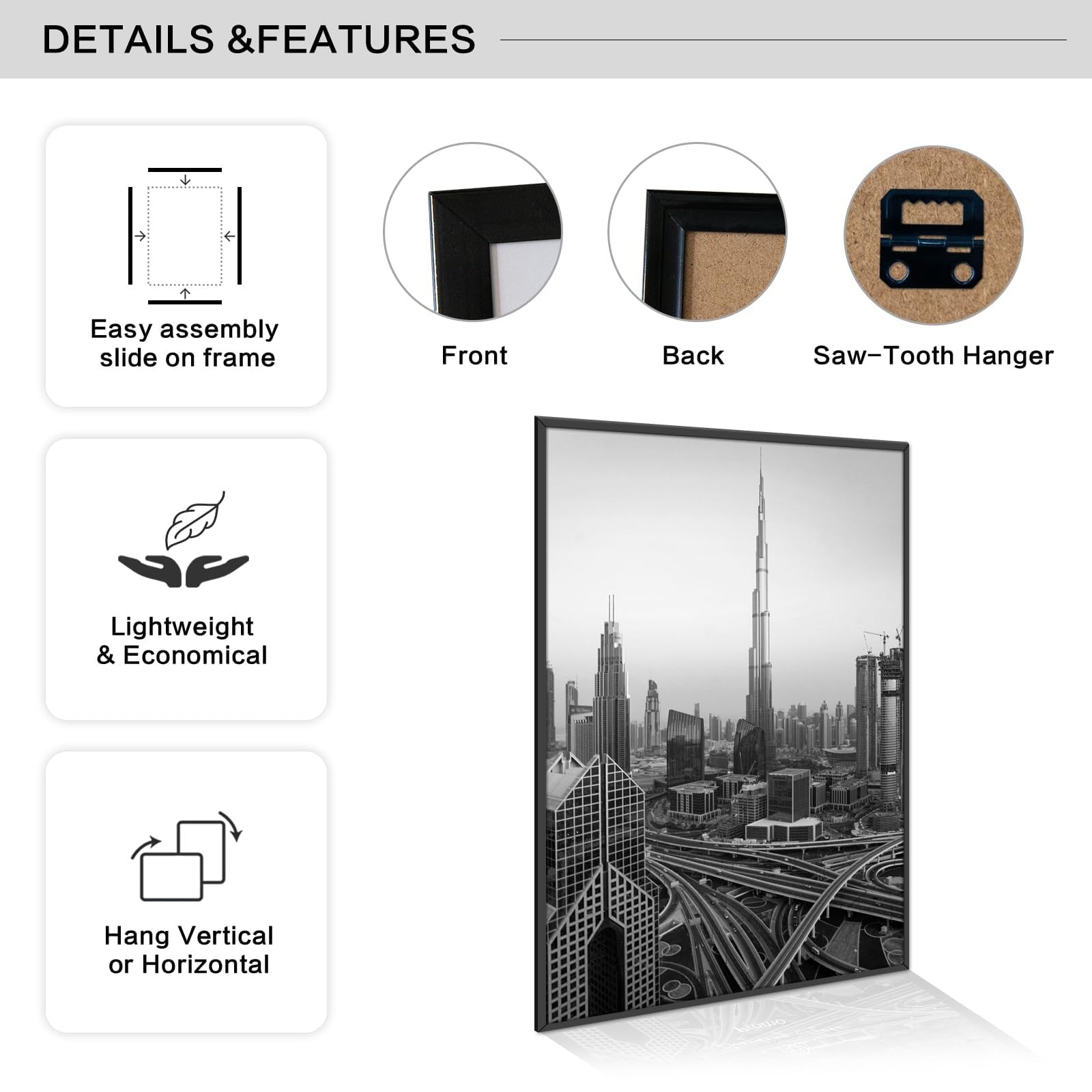 Set of four DB BOARDING 16x20 scratch-proof poster frames for wall gallery displays, made of durable material.