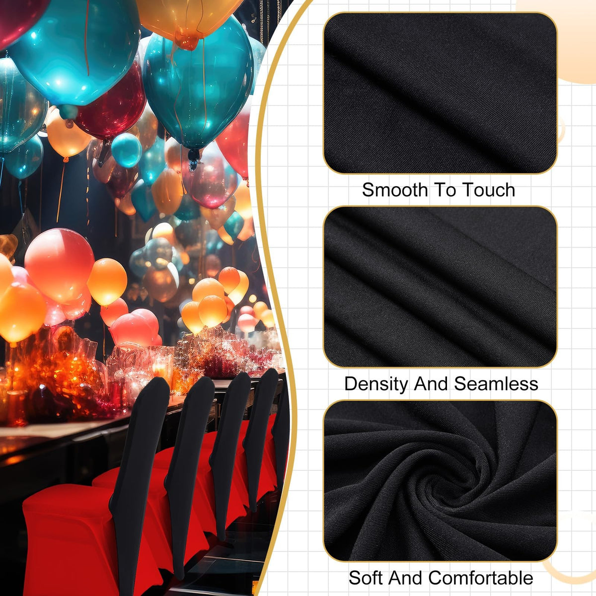 Mindsoft 20 pcs spandex chair cap covers with sash hat bands, folding design, for protecting and decorating chairs.