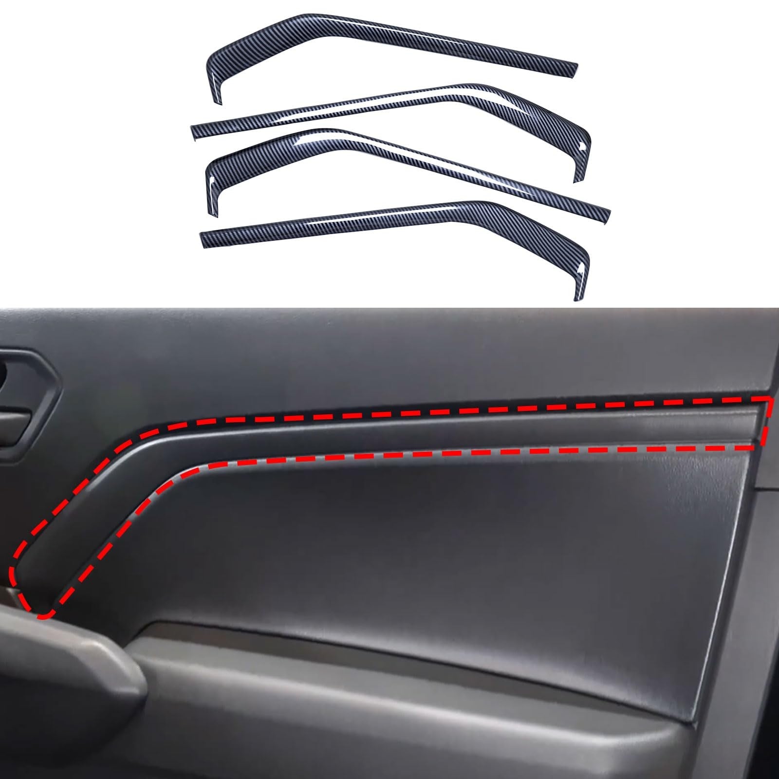 Carbon fiber Barong door panel trim cover for Chevy Colorado and GMC Canyon 2023-2025, stylish interior accessory.