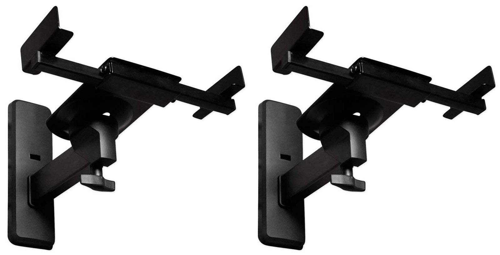 Pair of Rockville RHSB8 adjustable wall mount speaker brackets with 180-degree swivel for secure, flexible speaker placement.